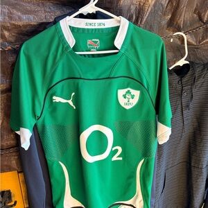 Puma Green and White Rugby Jersey